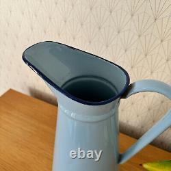 Vintage French Enamel pitcher jug water enameled grey blue NEW CONDITION 1506249