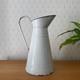 Vintage French Enamel Pitcher Jug Water Enameled White 08072513
