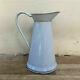 Vintage French Enamel Pitcher Jug Water Enameled White Great Condition 30012117