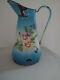 Vintage French Enamel Pitcher Jug Water Enameled With Flowers