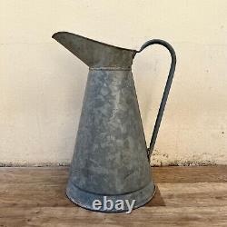 Vintage French Galvanized Zinc pitcher jug water grey garden 1707226