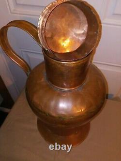 Vintage French Style Copper Milk or Water Pitcher Jug Can 16 x 10