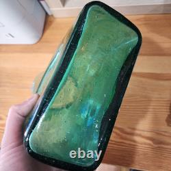 Vintage Green BLENKO Double Spout Heavy Glass Water Pitcher Carafe Jug READ