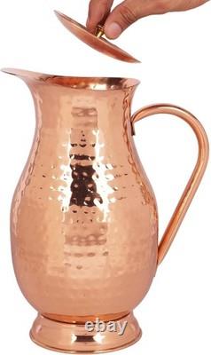 Vintage Handmade 70oz Pure Copper Water Pitcher Perfect for Health & Gifting