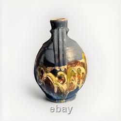Vintage Handmade Botijo Water Jug Drip Glaze Unique Ceramic RARE FIND