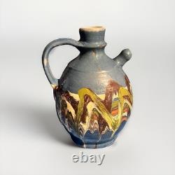 Vintage Handmade Botijo Water Jug Drip Glaze Unique Ceramic RARE FIND