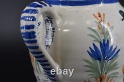 Vintage Henriot Quimper Puzzle Pot Handled Water Jug Pitcher French Faience Man