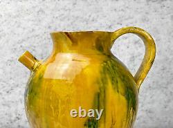 Vintage Italian Pottery Yellow Porcelain Watering Jug Pitcher