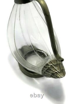 Vintage Jug Pitcher Duck Silver Plated Glass Israel Decor Water Tea Pot Decor