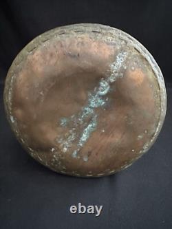 Vintage Large 14 Forged Copper Patina Water Jug Pitcher Handle Artisan Hammered