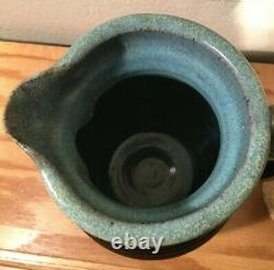 Vintage Large Stoneware Pottery Water Jug Pitcher with Lid, Signed, Beautiful
