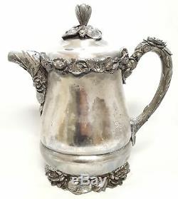 Vintage Late 19th Cent WM Rogers Floral Design ICE WATER Pitcher Silver Plate