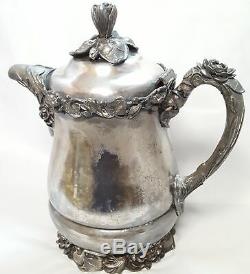 Vintage Late 19th Cent WM Rogers Floral Design ICE WATER Pitcher Silver Plate