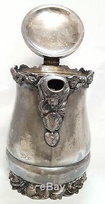 Vintage Late 19th Cent WM Rogers Floral Design ICE WATER Pitcher Silver Plate