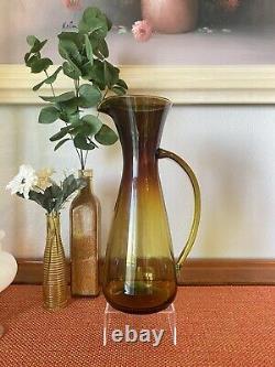 Vintage MCM Greenwich Flintcraft Burnt Honey Pitcher Water Jug 12 Tall