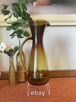 Vintage MCM Greenwich Flintcraft Burnt Honey Pitcher Water Jug 12 Tall