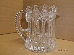 Vintage Marked Hawkes Brunswick Brilliant Cut Glass Water Pitcher Jug