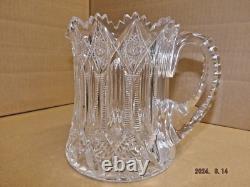 Vintage Marked Hawkes Brunswick Brilliant Cut Glass Water Pitcher Jug