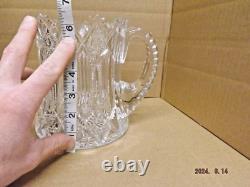 Vintage Marked Hawkes Brunswick Brilliant Cut Glass Water Pitcher Jug