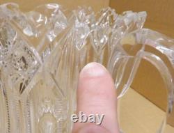 Vintage Marked Hawkes Brunswick Brilliant Cut Glass Water Pitcher Jug