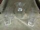 Vintage Morgantown Glass Clear Crinkle Pattern Water Jug Pitcher And 8 Tumblers