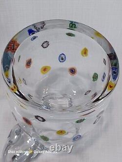 Vintage Murano Glass Pitcher Water Jug Crystal Clear with Scattered Millefiori