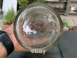 Vintage Old Lead Pattern Etched Clear Glass Water Jug Kitchenware Pitcher Jug
