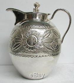 Vintage Peruvian Crafted Silver Water Pitcher