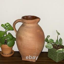 Vintage Pitcher Large Earthenware Terracotta Devon Pitcher Water Jug with Handle