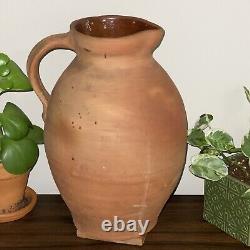 Vintage Pitcher Large Earthenware Terracotta Devon Pitcher Water Jug with Handle