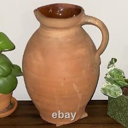 Vintage Pitcher Large Earthenware Terracotta Devon Pitcher Water Jug with Handle