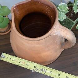 Vintage Pitcher Large Earthenware Terracotta Devon Pitcher Water Jug with Handle