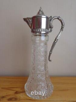 Vintage Raimond Italy Silver Plate Crystal Glass Water Wine Pitcher Jug RARE