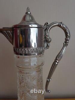 Vintage Raimond Italy Silver Plate Crystal Glass Water Wine Pitcher Jug RARE