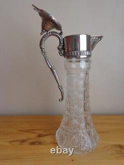 Vintage Raimond Italy Silver Plate Crystal Glass Water Wine Pitcher Jug RARE