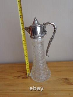 Vintage Raimond Italy Silver Plate Crystal Glass Water Wine Pitcher Jug RARE