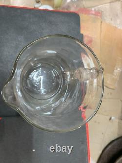 Vintage Rare Lead Pattern Etched Clear Glass Water Jug Kitchenware Pitcher Jug