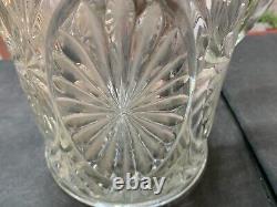 Vintage Rare Leaf Pattern Embossed Clear Glass Water Jug Kitchenware Pitcher Cup