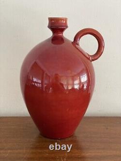 Vintage Red Italian Art Pottery Ceramic Pitcher Wine / Water Jug Made in Italy