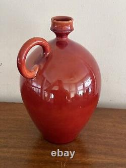 Vintage Red Italian Art Pottery Ceramic Pitcher Wine / Water Jug Made in Italy