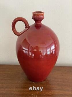 Vintage Red Italian Art Pottery Ceramic Pitcher Wine / Water Jug Made in Italy