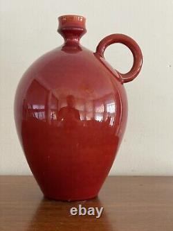 Vintage Red Italian Art Pottery Ceramic Pitcher Wine / Water Jug Made in Italy