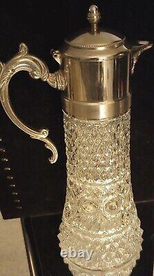 Vintage Rogers Cut Glass Silver Plate Water Jug Pitcher