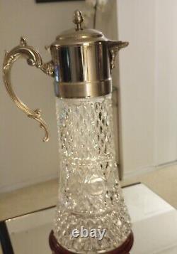Vintage Rogers Cut Glass Silver Plate Water Jug Pitcher