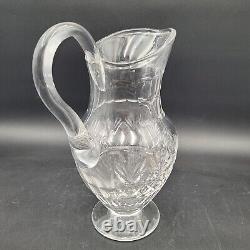 Vintage Saint Louis France Massenet Clear Fan & Crisscross Cut Water Jug Pitcher