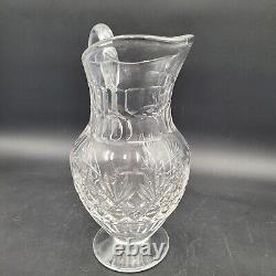 Vintage Saint Louis France Massenet Clear Fan & Crisscross Cut Water Jug Pitcher