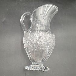 Vintage Saint Louis France Massenet Clear Fan & Crisscross Cut Water Jug Pitcher