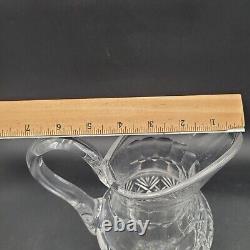 Vintage Saint Louis France Massenet Clear Fan & Crisscross Cut Water Jug Pitcher