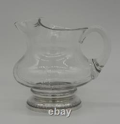 Vintage Sheffield Sterling Silver and Glass Water, Juice or Sauce Pitcher or Jug