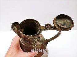 Vintage Turkish Copper Egyptian Style Water Pitcher Jug / Vase 14 Tall 9 Diam